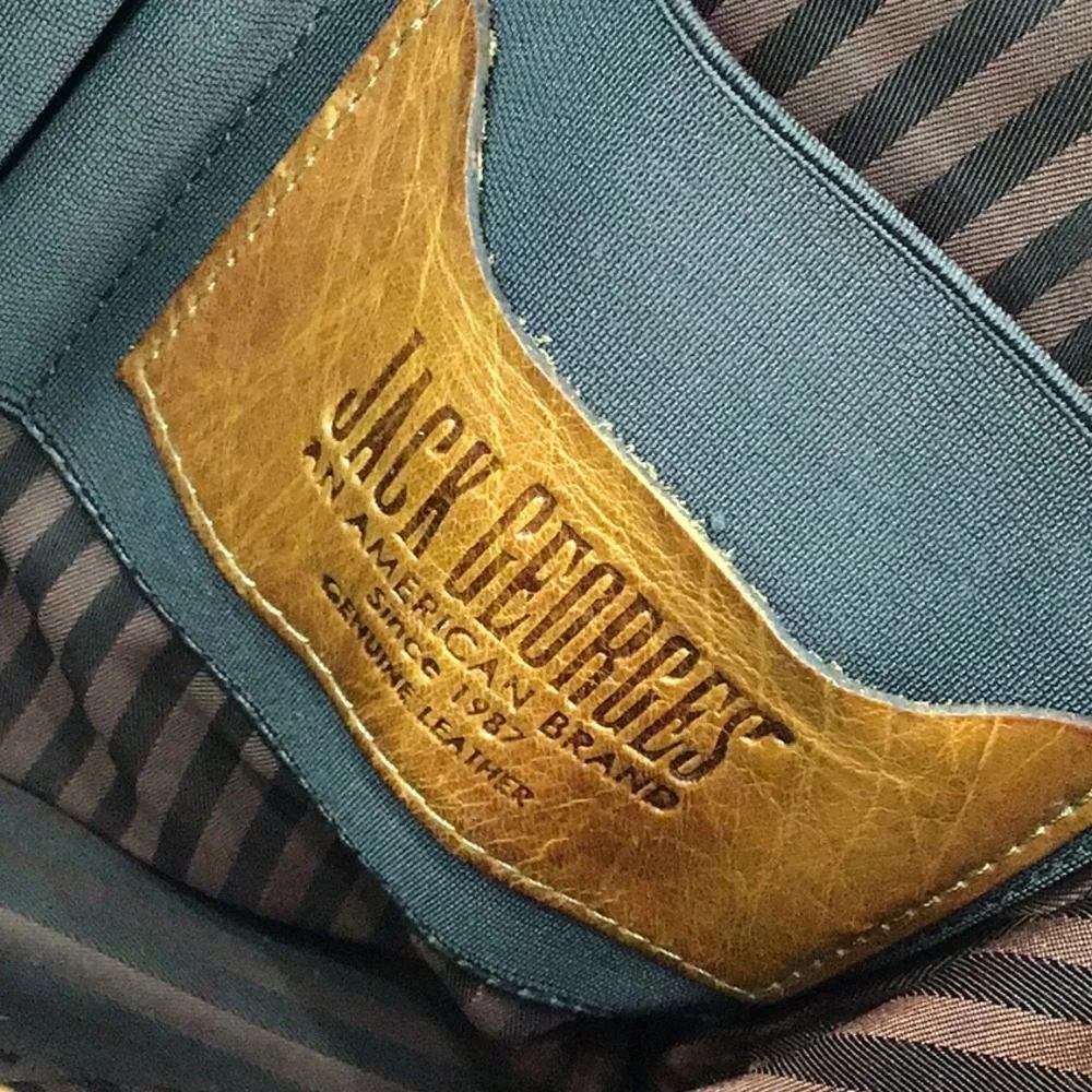 Jack Georges Voyager cognac leather backpack crossbody unisex vintage